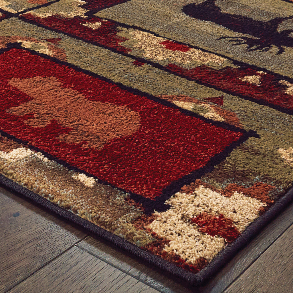 Oriental Weavers Woodlands 9601D Multicolor Rectangle Indoor Area Rug - Cozy Stain Resistant Low Pile Rug