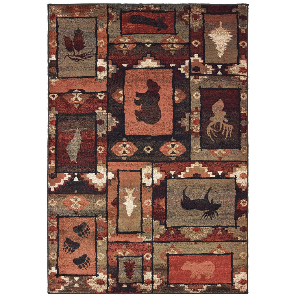 Oriental Weavers Woodlands 9601D Multicolor Rectangle Indoor Area Rug - Cozy Stain Resistant Low Pile Rug