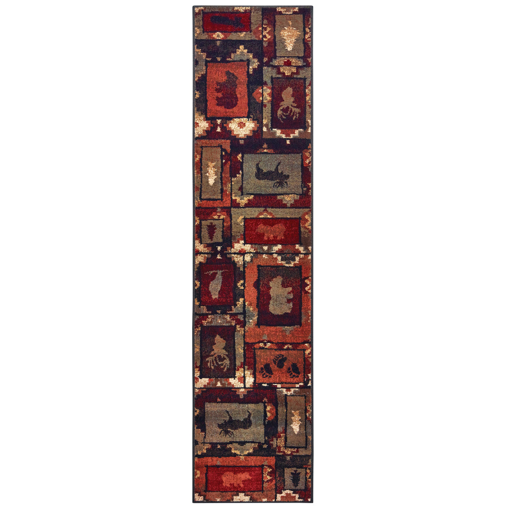 Oriental Weavers Woodlands 9601D Multicolor Rectangle Indoor Runner - Cozy Stain Resistant Low Pile Rug