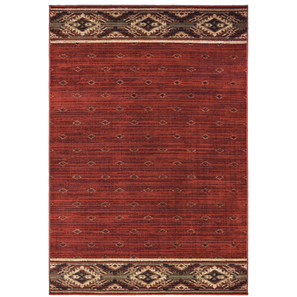 Oriental Weavers Woodlands 9652C Red Rectangle Indoor Area Rug - Cozy Stain Resistant Low Pile Rug