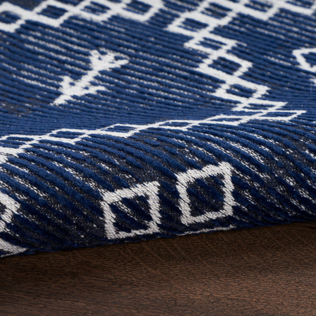 Nourison Home Brixton BRX01 Blue Indoor Rectangle Accent Rug - Loom Woven Low Pile Tribal Rug