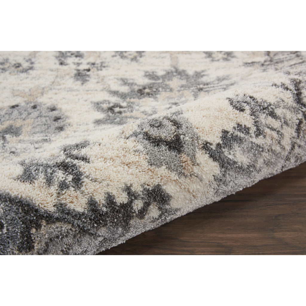 Nourison Home Fusion FSS15 Two-Color Indoor Rectangle Area Rug - Vintage Style Power Loomed Medium Pile Rug with Floral Design