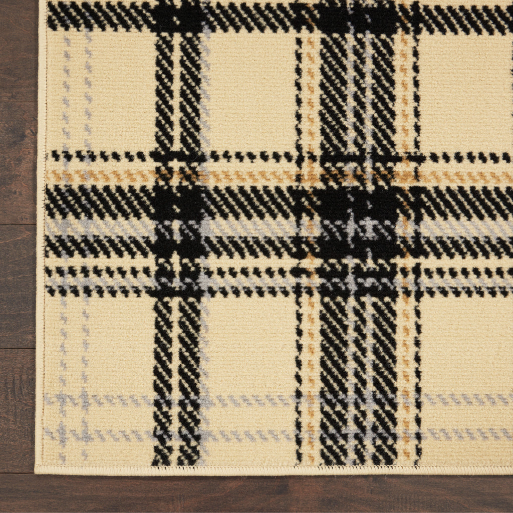 Nourison Home Grafix GRF03 Two-Color Indoor Rectangle Area Rug - Power Loomed Medium Pile Plaid Rug