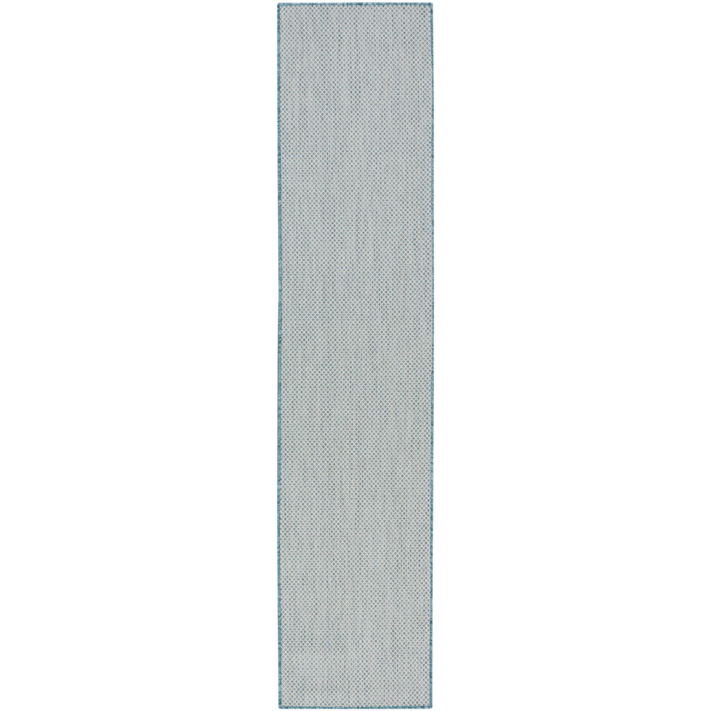 Nourison Home Courtyard COU01 Light Blue Indoor / Outdoor Runner - Modern Style Power Loomed Low Pile Runner-