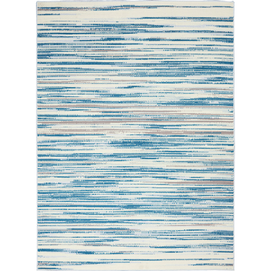 Nourison Home Jubilant JUB04 Two-Color Rectangle Indoor Area Rug - Modern Style Medium Pile Rug with Blue-Gray Striped Pattern