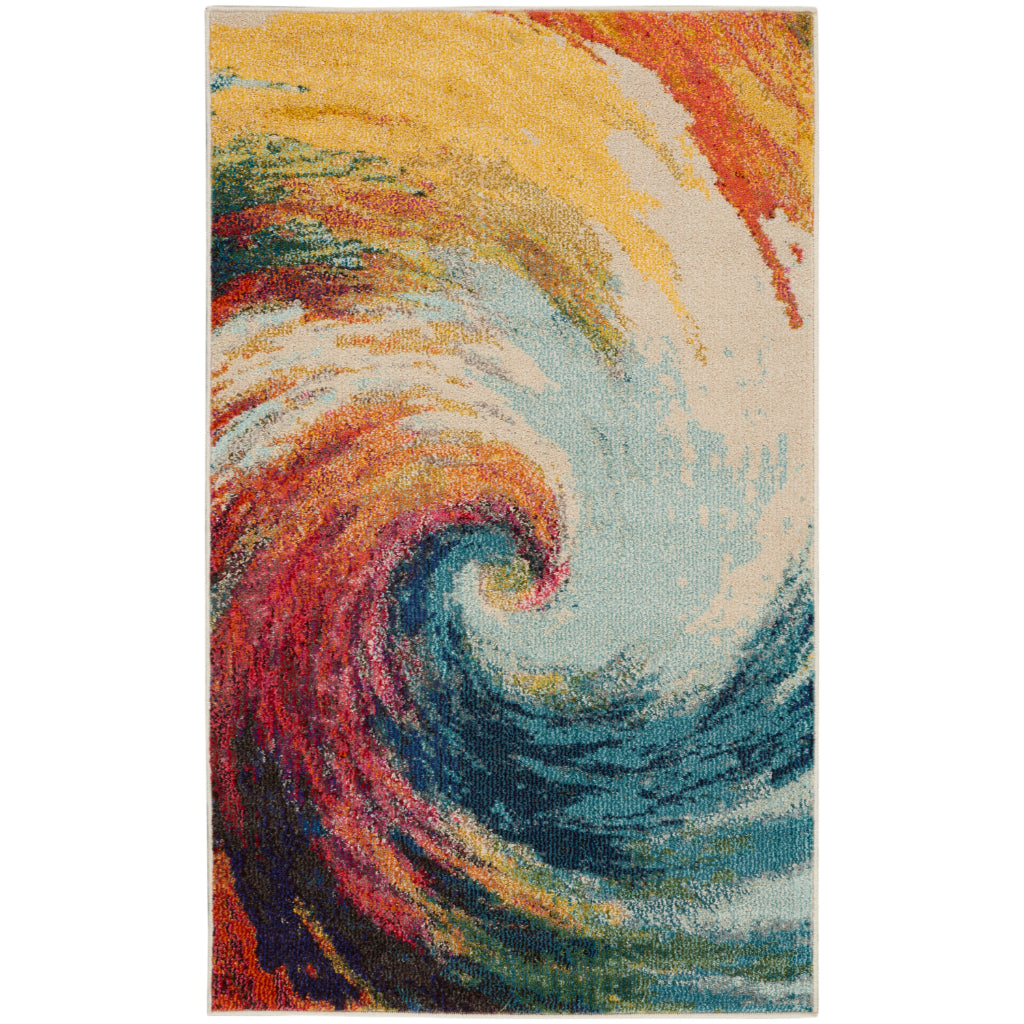 Nourison Home Celestial CES07 Multicolor Rectangle Indoor Area Rug - Power Loomed Modern Abstract Medium Pile Rug