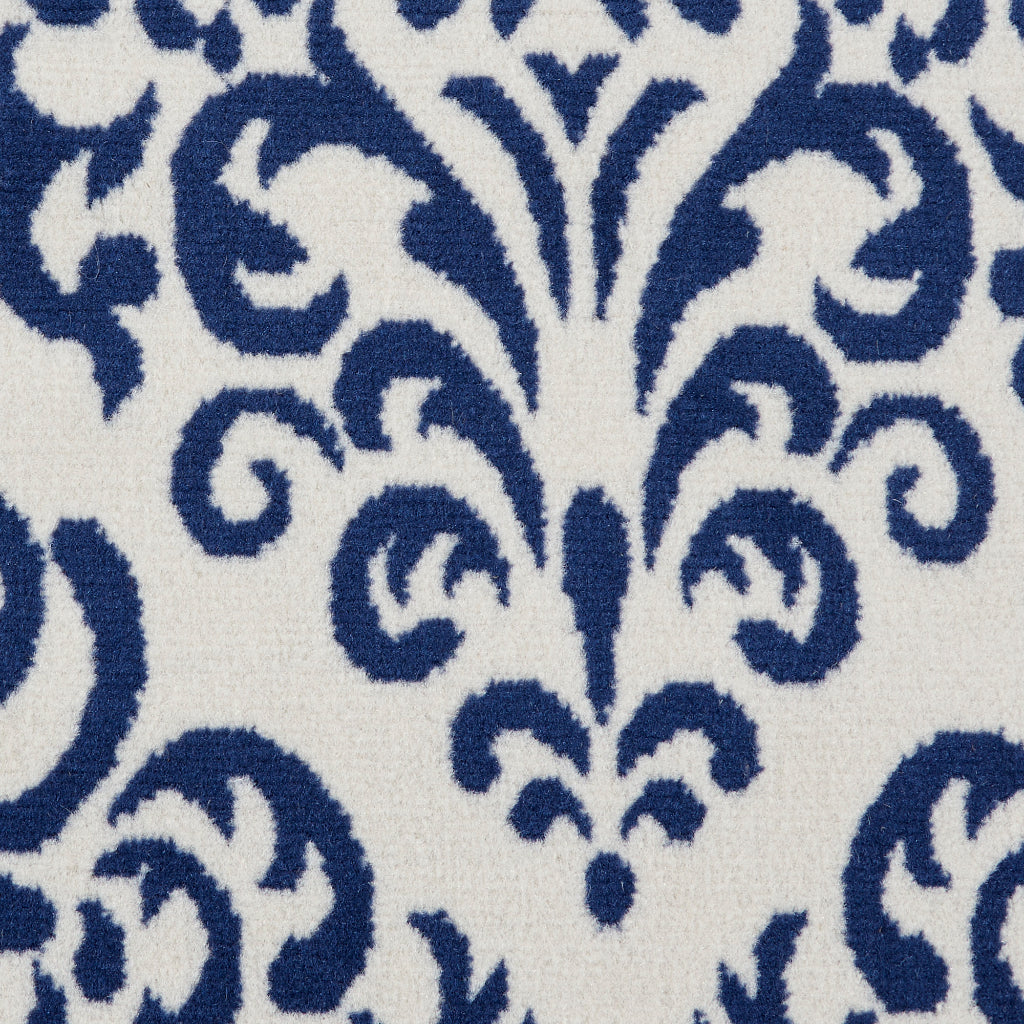Nourison Home Grafix GRF06 Blue Indoor Runner - Power Loomed Medium Pile Runner with Damask Pattern