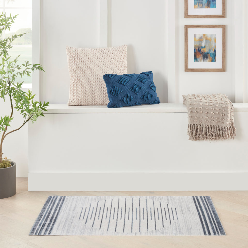 Nourison Home Astra ASW04 Rectangle Blue Machine Washable Rug - Power Loomed Indoor Rug