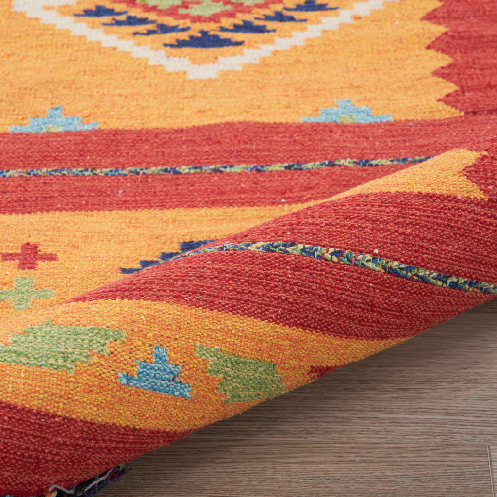 Nourison Home Baja BAJ02 Handmade Multicolor Rectangle Area Rug - Reversible Indoor Southwestern Rug with Yellow &amp; Red Background