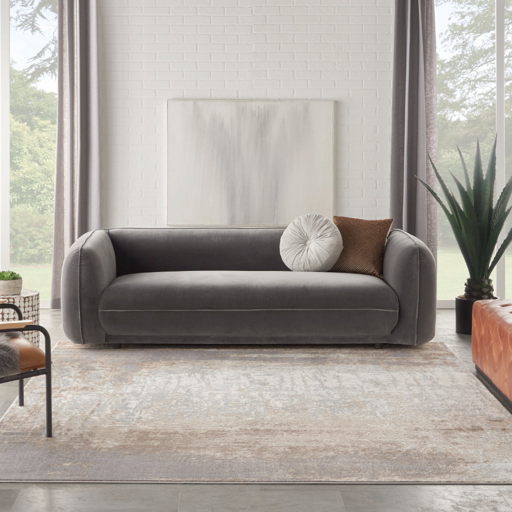 Nourison Home Elation ETN07 Multicolor Indoor Rectangle Area Rug - Power Loomed Low Pile Living Room Rug with Gray & Brown Distress Pattern-