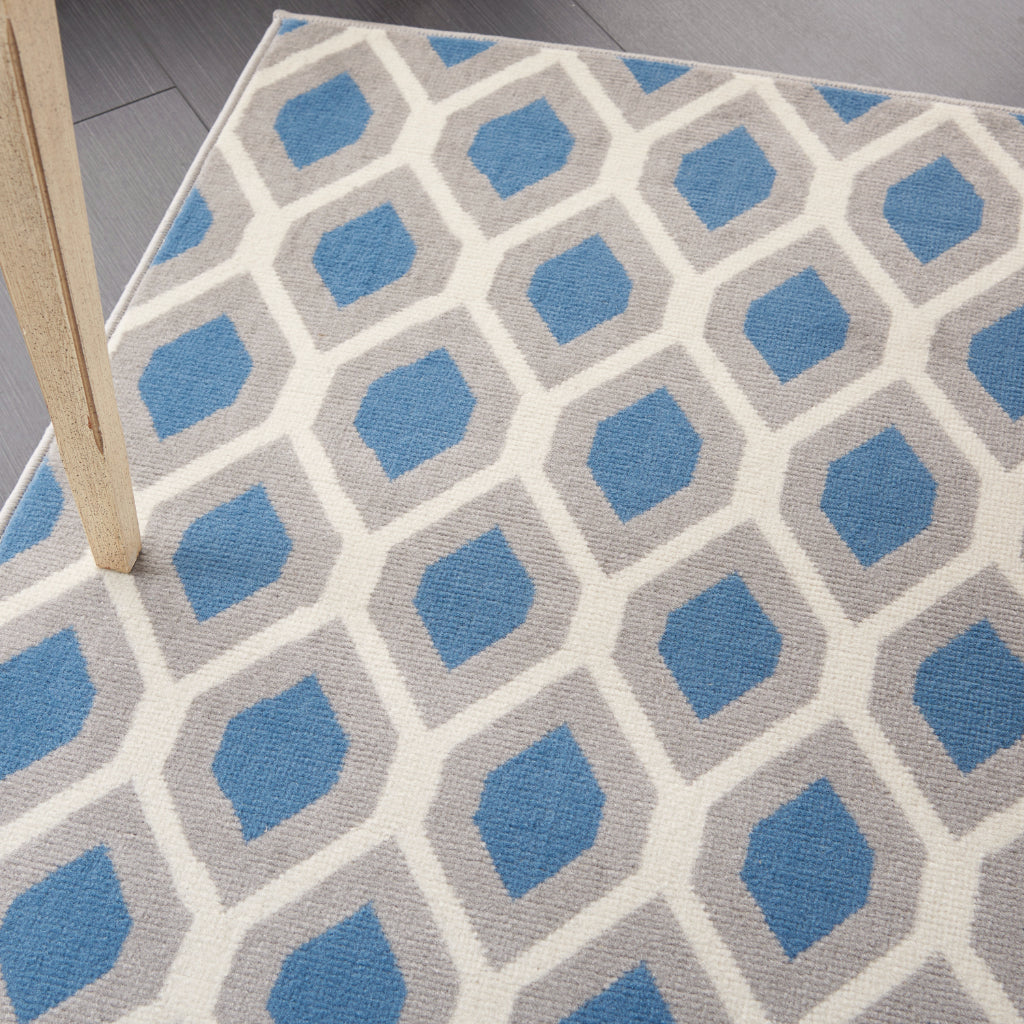 Nourison Home Grafix GRF22 Blue Rectangle Indoor Area Rug - Power Loomed Medium Pile Living Room Rug-