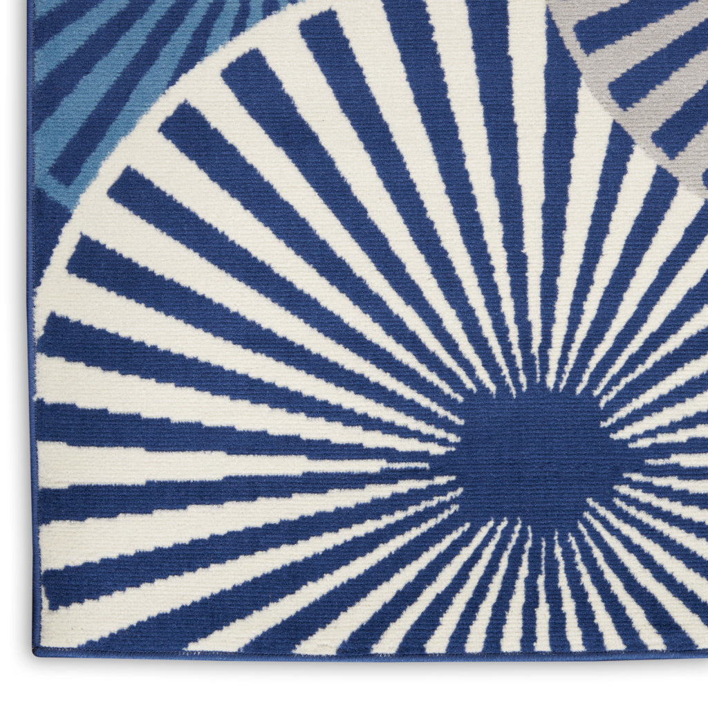 Nourison Home Grafix GRF20 Navy Indoor Runner - Power Loomed Medium Pile Living Room Runner-