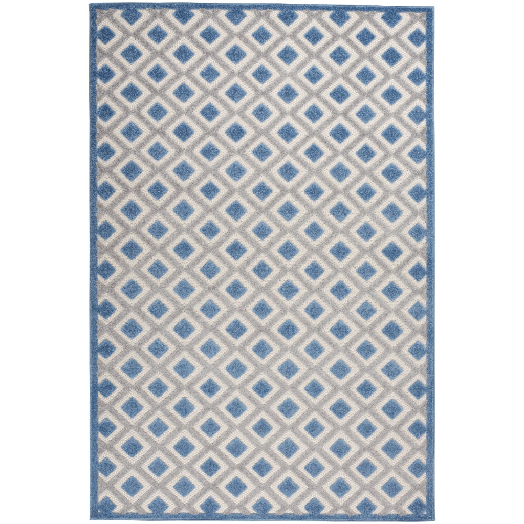 Nourison Home Aloha ALH26 Multicolor Rectangle Area Rug - Stain Resistant Indoor / Outdoor Rug with Blue & Gray Geometric Design-