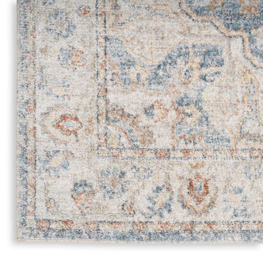 Nourison Home Astra ASW12 Multicolor Machine Washable Indoor Runner - Power Loomed Persian Runner with Faded Blue Floral Design-