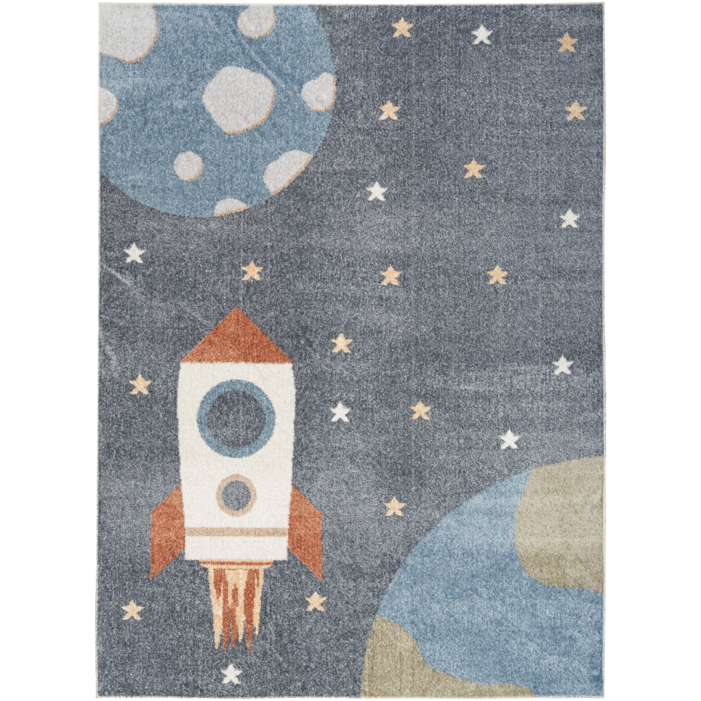 Nourison Home Astra ASW06 Rectangle Blue Machine Washable Rug - Indoor Kids Room Rug