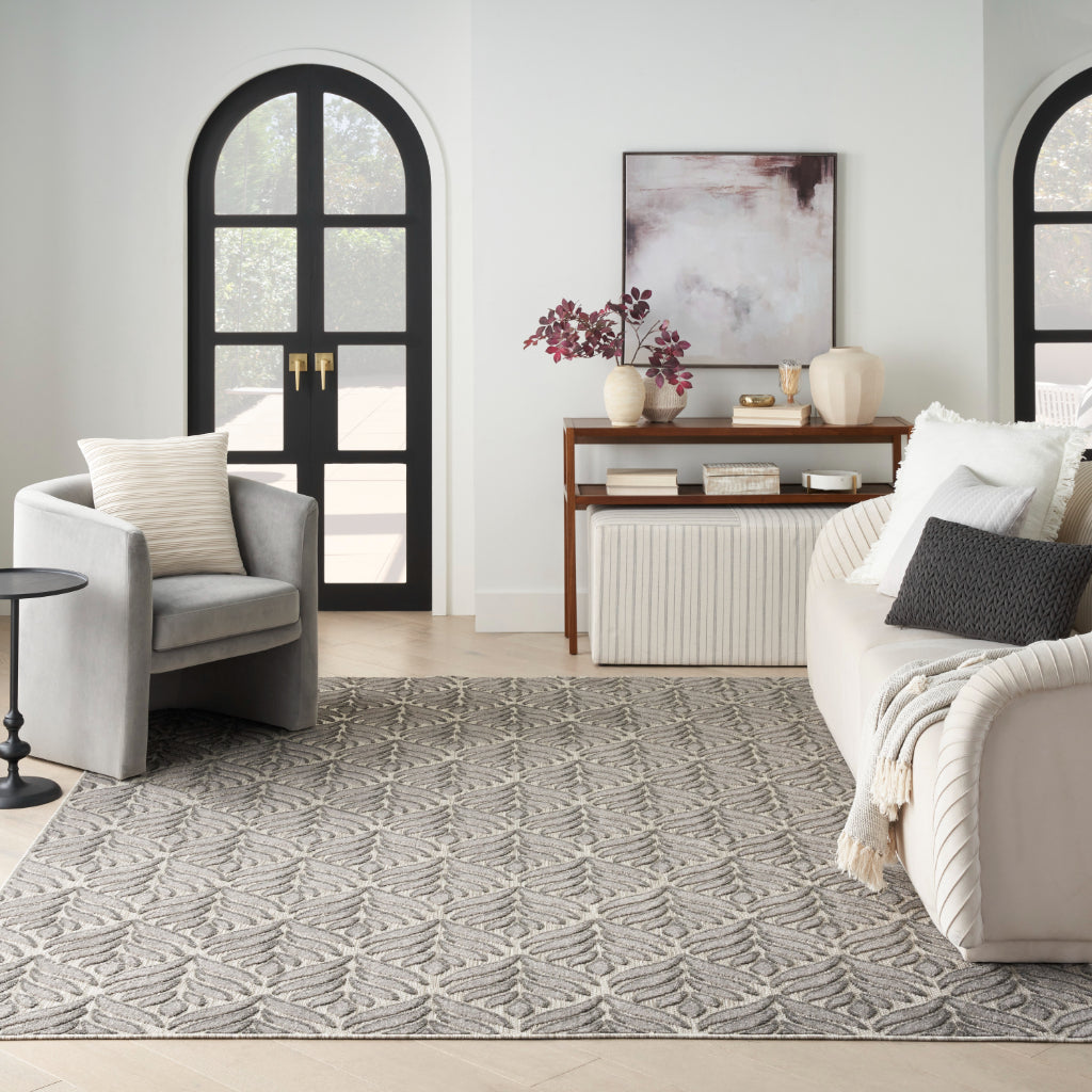 Nourison Home Aloha ALH35 Machine Made Dark Gray Rectangle Area Rug - Stain Resistant Indoor/Outdoor Rug-