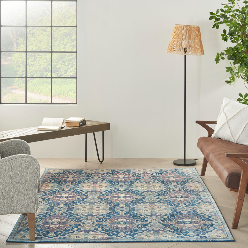 Nourison Home Global Vintage GLB16 Multicolor Rectangle Indoor Area Rug - Medium Pile Bohemian Rug with Floral Pattern