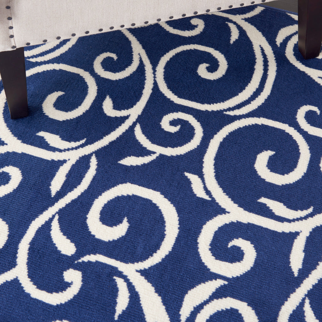 Nourison Home Grafix GRF19 Navy Rectangle Indoor Area Rug - Power Loomed Medium Pile Living Room Rug-