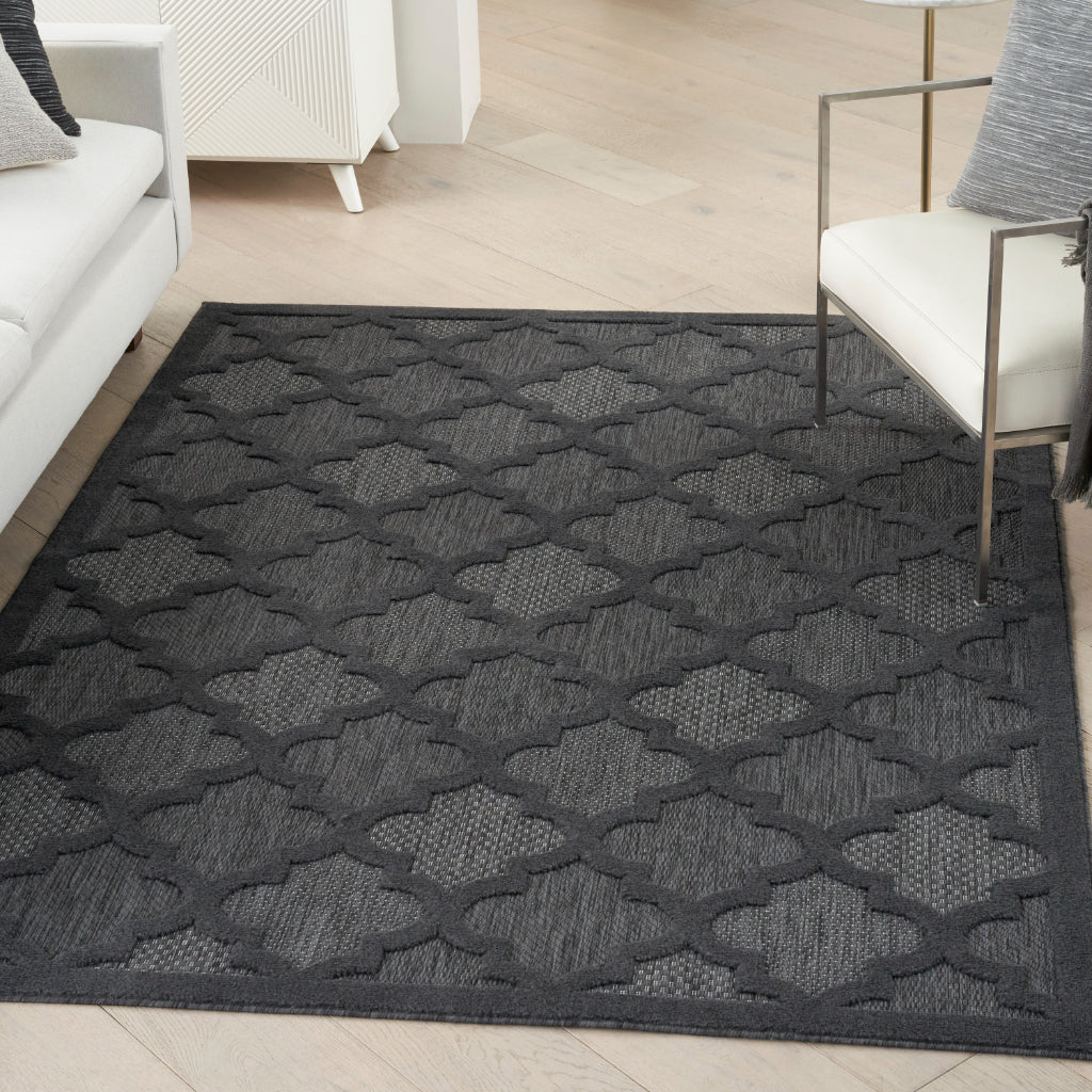 Nourison Home Easy Care NES01 Black Indoor / Outdoor Rectangle Rug - Modern Style Flatweave Low Pile Rug