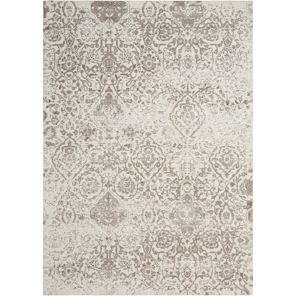 Nourison Home Damask DAS06 Light Gray Rectangle Indoor Area Rug - Power Loomed Low Pile Rug
