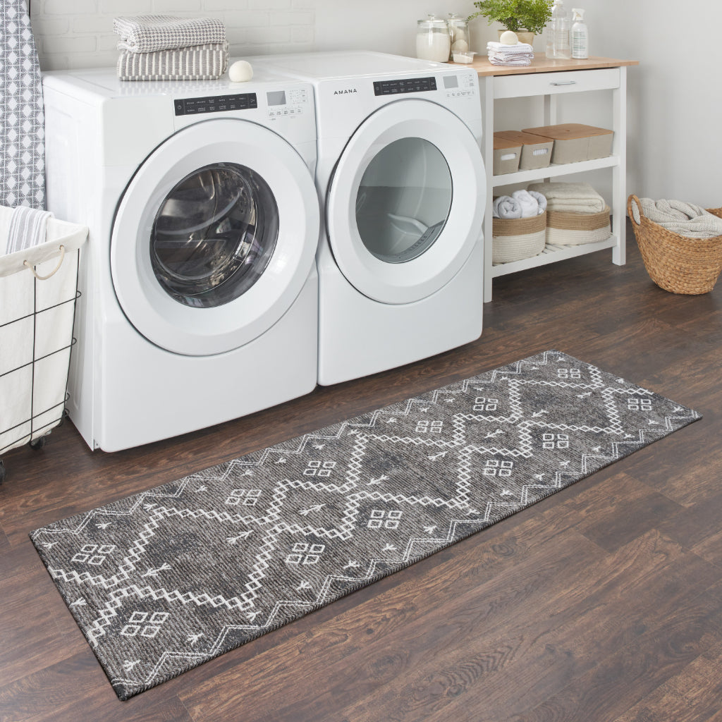 Nourison Home Brixton BRX01 Gray Indoor Accent Runner - Loom Woven Low Pile Tribal Runner