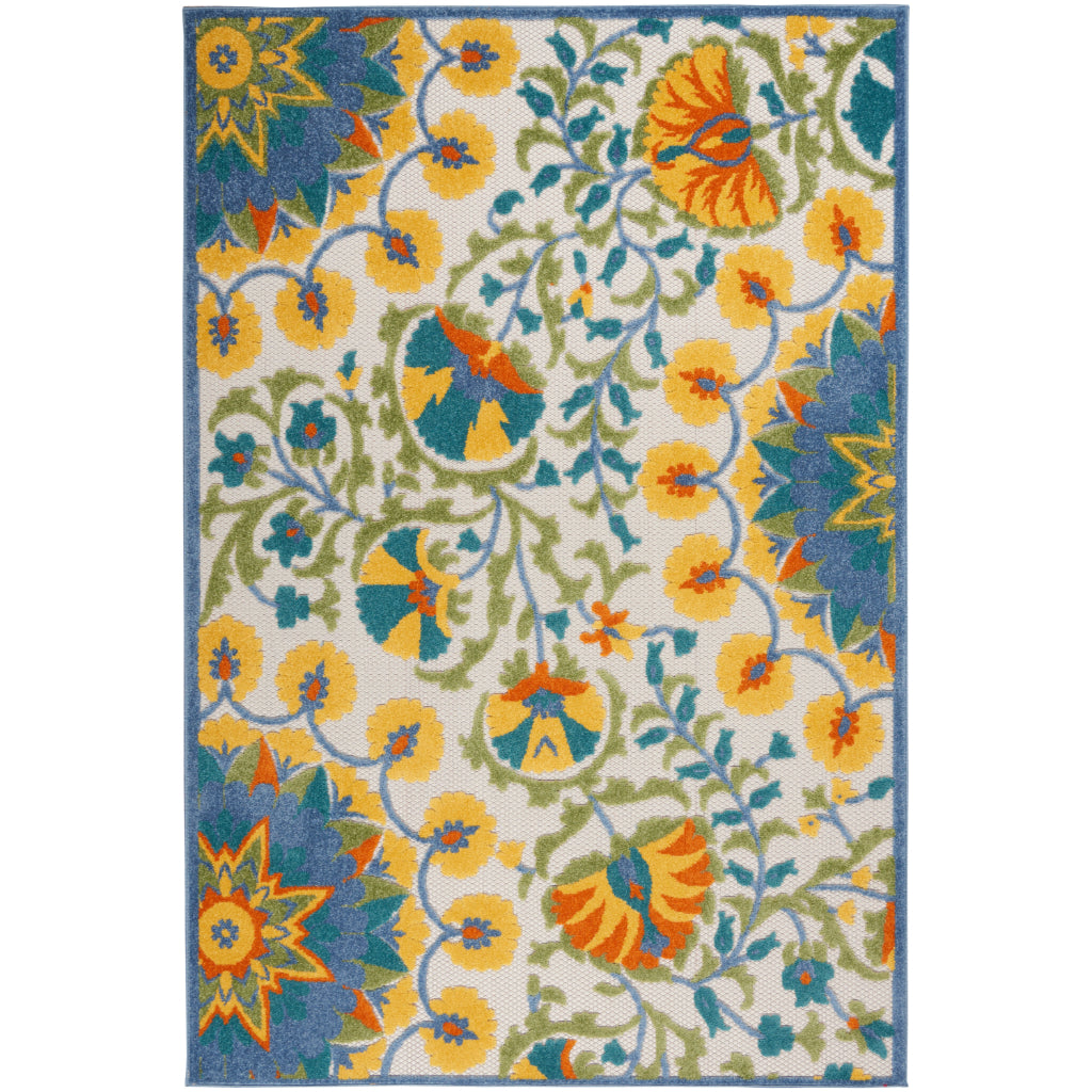 Nourison Home Aloha ALH22 Machine Made Multicolor Rectangle Area Rug - Stain Resistant Indoor & Outdoor Low Pile Rug-