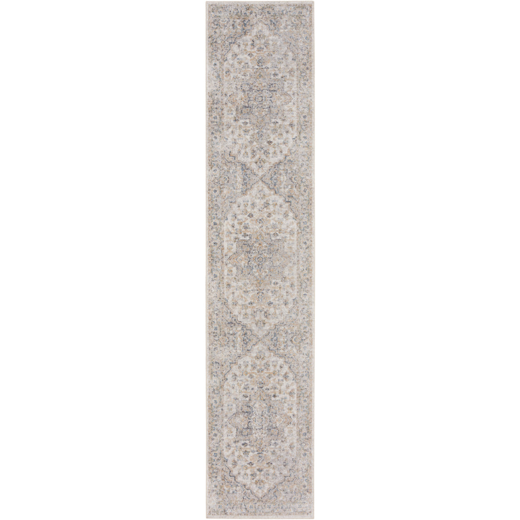 Nourison Home Astra ASW12 Rectangle Multicolor Machine Washable Rug - Power Loomed Persian Rug with Faded Light Gray Floral Design-
