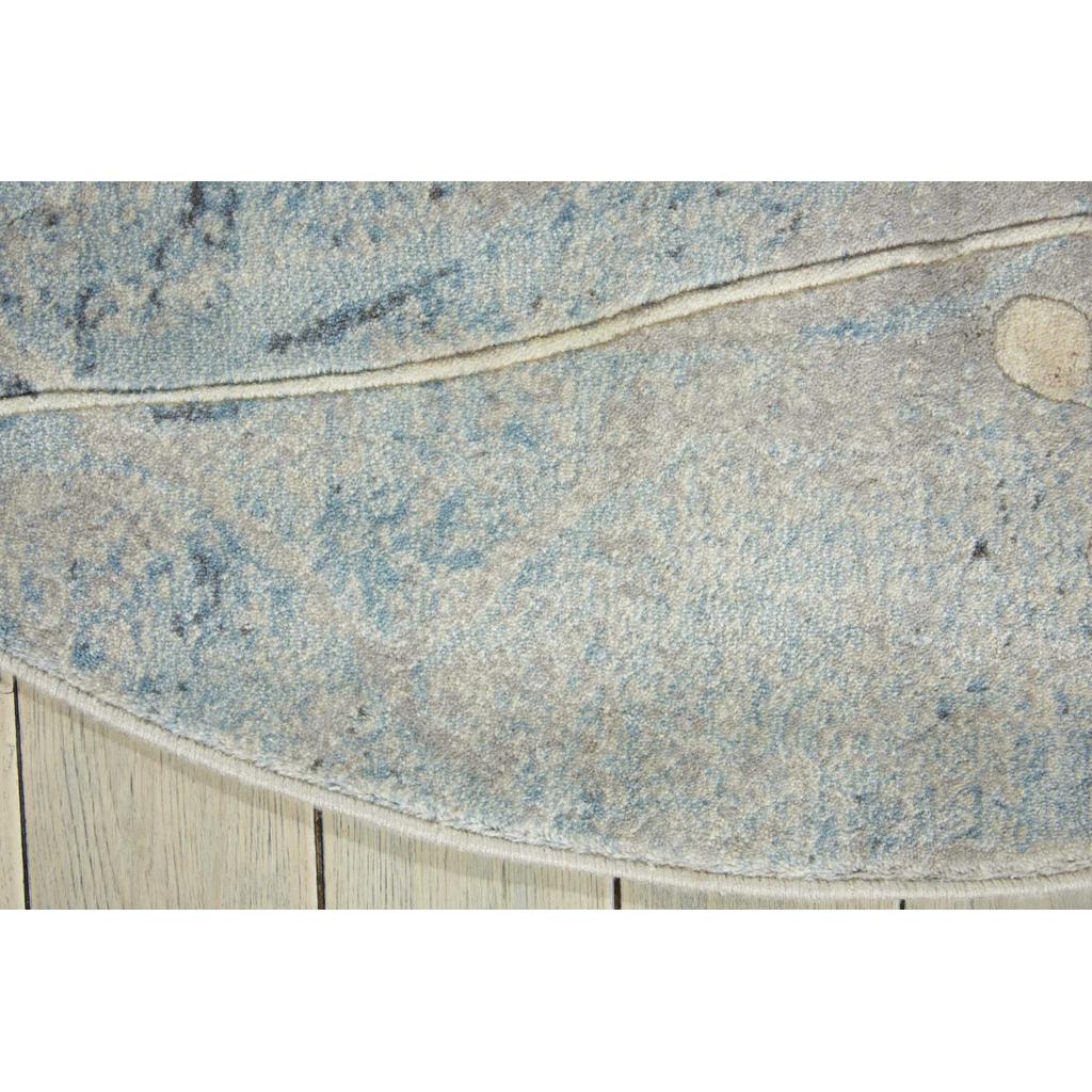 Nourison Home Somerset ST74 Silver Blue Indoor Round Area Rug Power Loomed Machine Made Medium Pile