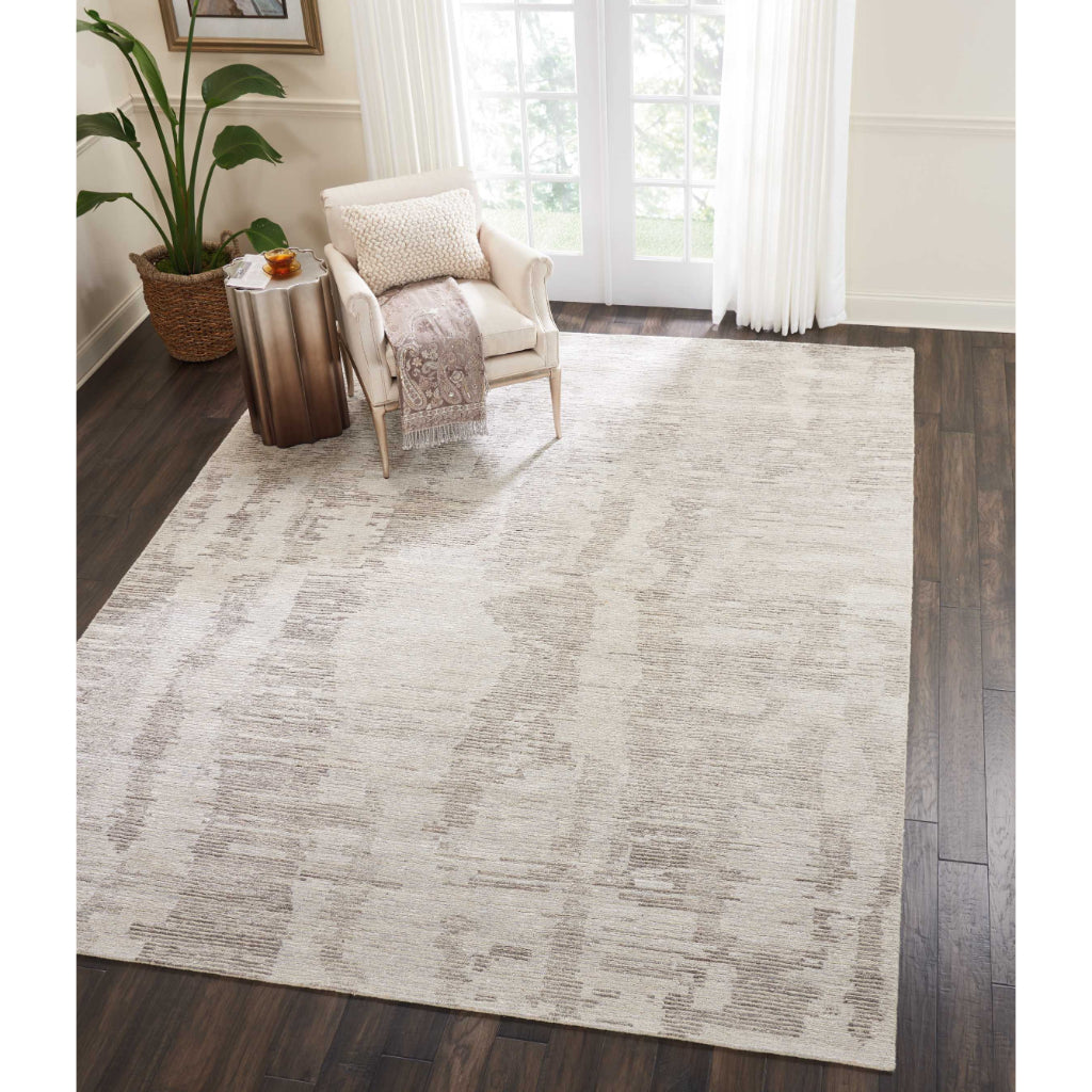 Nourison Home Ellora ELL01 Gray Rectangle Indoor Area Rug - Hand Knotted Medium Pile Living Room Rug-