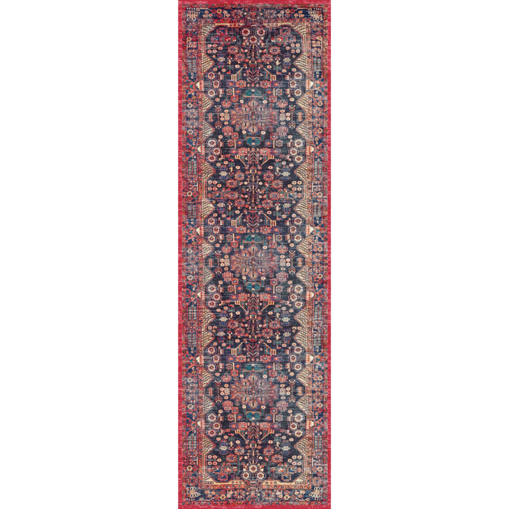 Nourison Home Fulton FUL04 Multicolor Indoor Runner - Vintage Style Flatweave Low Pile Hallway Runner with Shades of Red