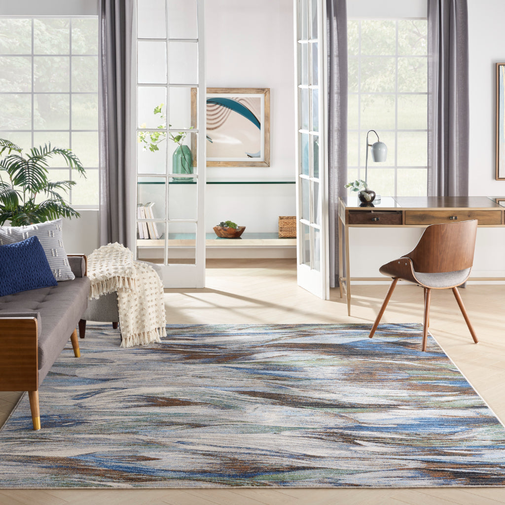 Nourison Home Chroma CRM01 Multicolor Rectangle Indoor Area Rug - Modern Style Loom-Woven Medium Pile Rug-