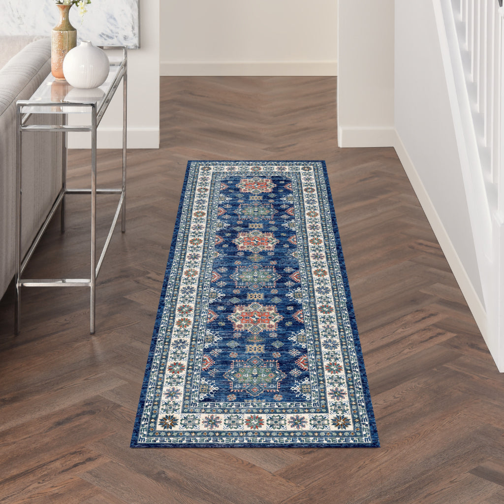 Nourison Home Fulton FUL02 Multicolor Indoor Runner - Vintage Style Flatweave Low Pile Hallway Runner with Shades of Blue-