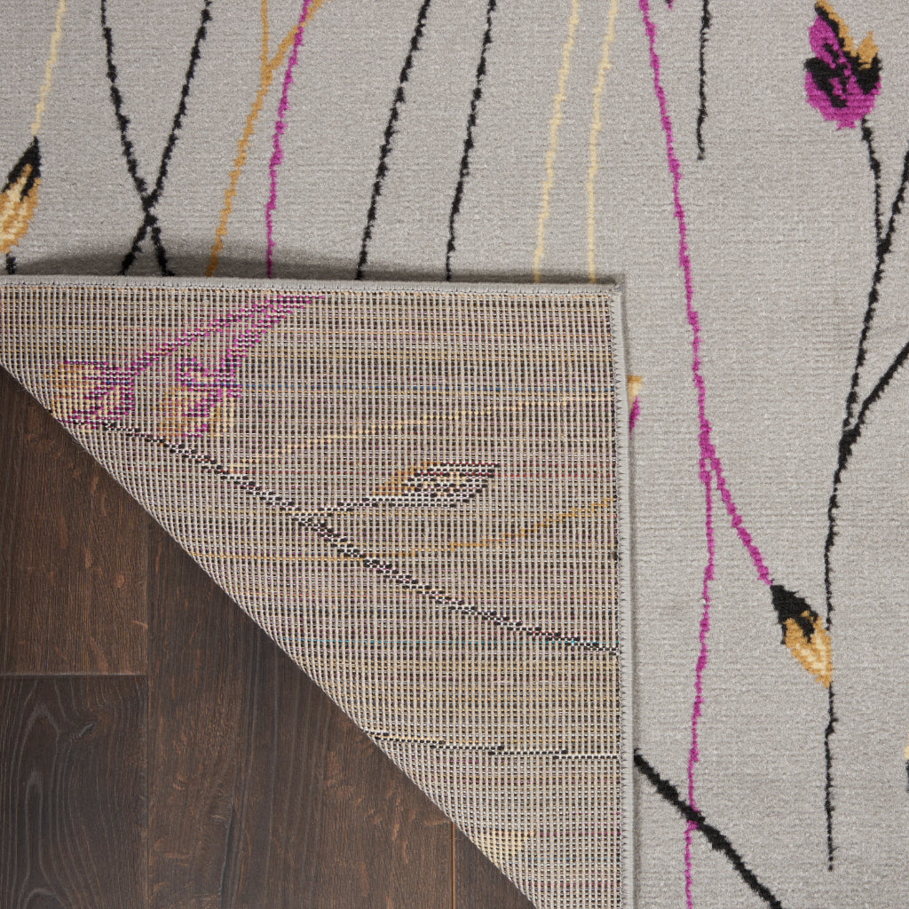 Nourison Home Grafix GRF15 Gray Indoor Runner - Power Loomed Medium Pile Runner with Floral Design
