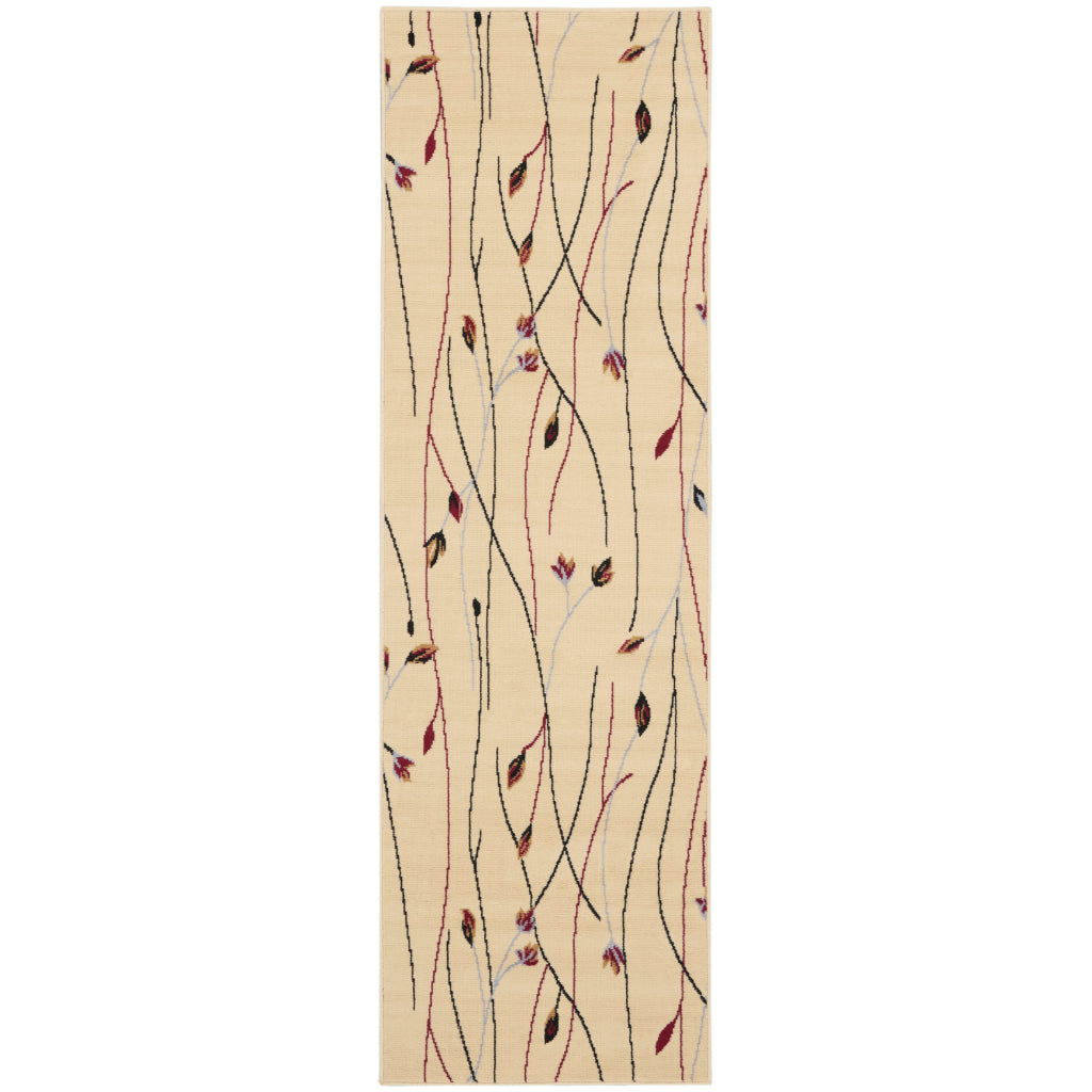 Nourison Home Grafix GRF15 Cream Indoor Runner - Power Loomed Medium Pile Runner with Floral Design