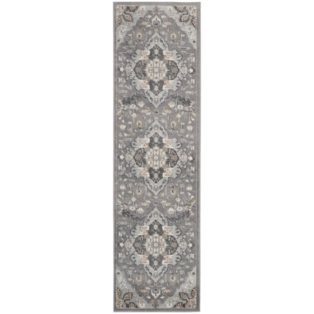 Nourison Home Elation ETN09 Multicolor Indoor Runner - Low Pile Runner with Gray & Beige Hues Floral Design-