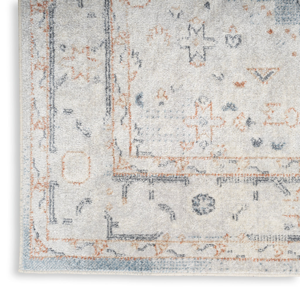 Nourison Home Astra ASW11 Rectangle Multicolor Machine Washable Rug - Power Loomed Persian Rug with Faded Light Blue Medallion Pattern-