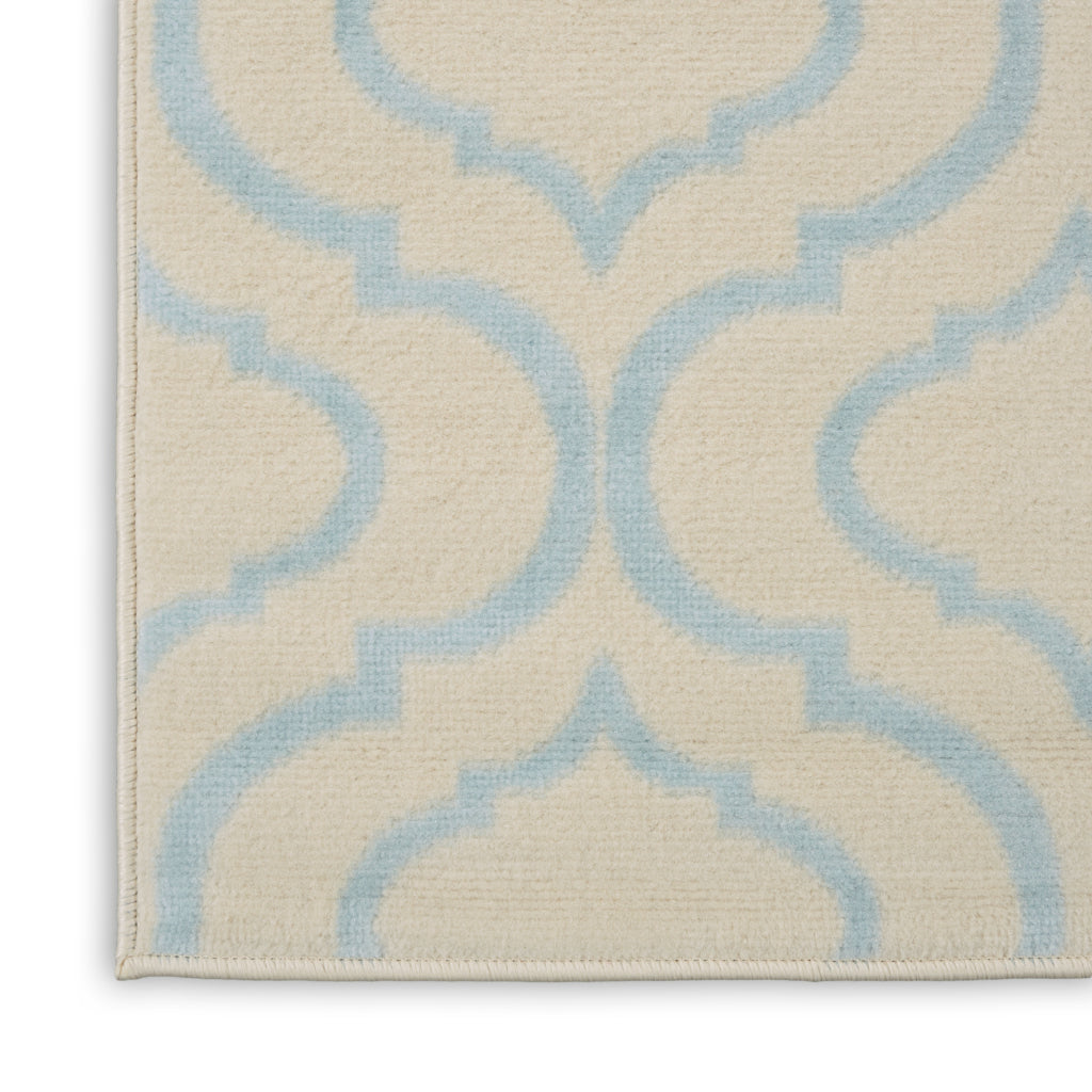 Nourison Home Jubilant JUB19 Ivory Blue Rectangle Indoor Area Rug - Refined Contemporary Rug with Lantern Trellis Pattern