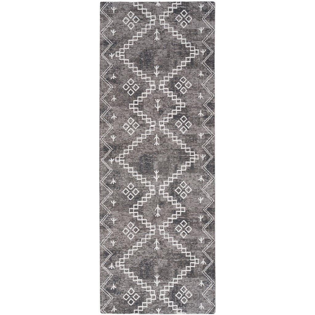 Nourison Home Brixton BRX01 Gray Indoor Accent Runner - Loom Woven Low Pile Tribal Runner-