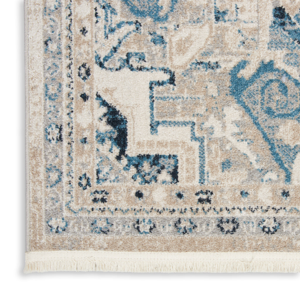 Nourison Home Geneva GNV01 Multicolor Power Loomed Rectangle Area Rug - Vintage Style Indoor Rug with Light blue &amp; Gray Palette