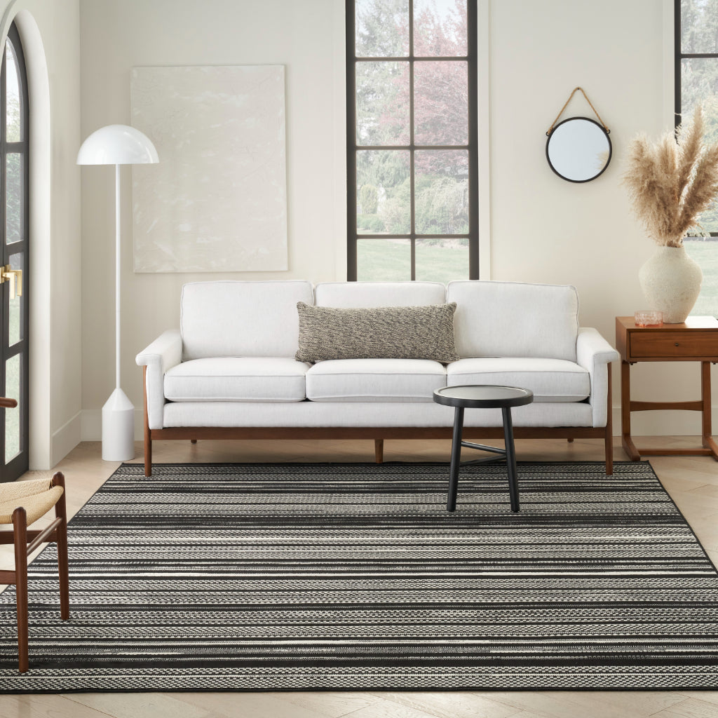 Nourison Home Grafix GRF41 Black Indoor Rectangle Area Rug - Modern Abstract Medium Pile Rug-