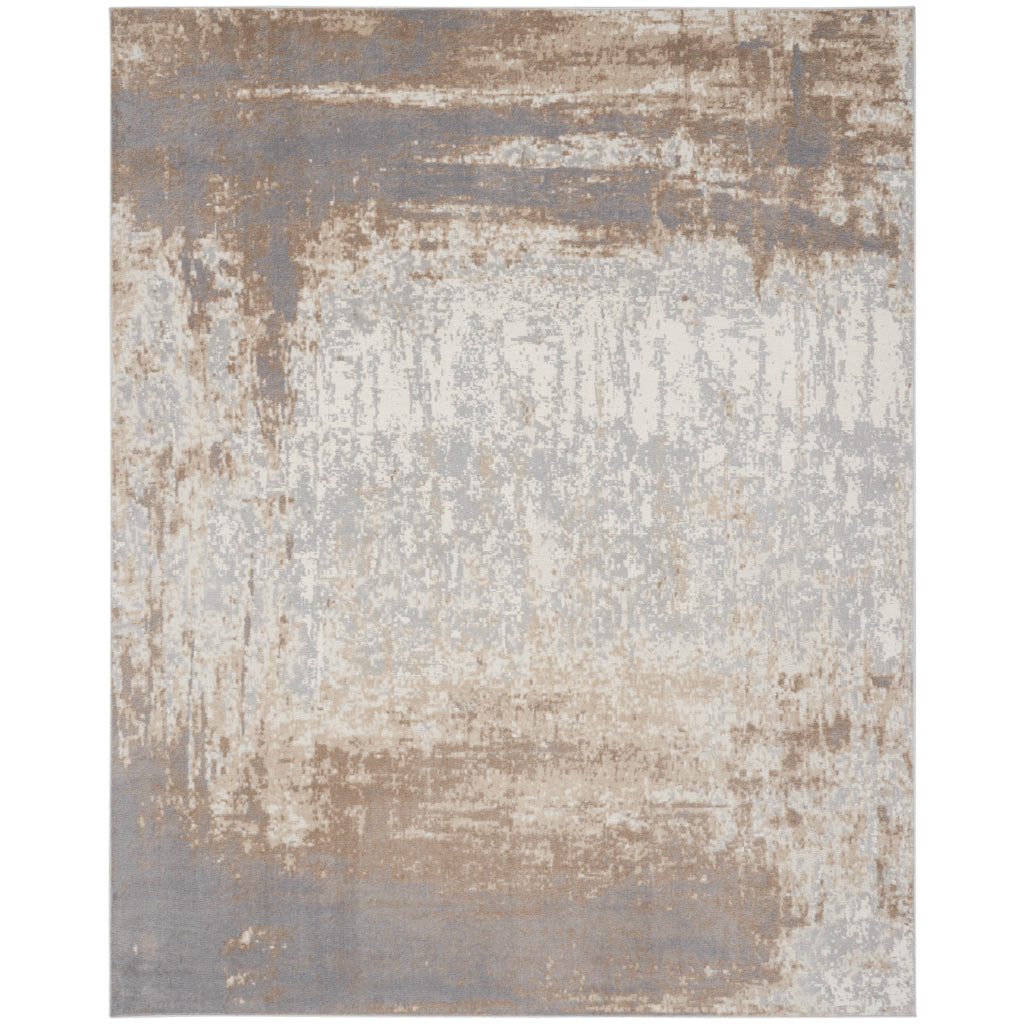 Nourison Home Elation ETN07 Multicolor Indoor Rectangle Area Rug - Power Loomed Low Pile Living Room Rug with Gray & Brown Distress Pattern-