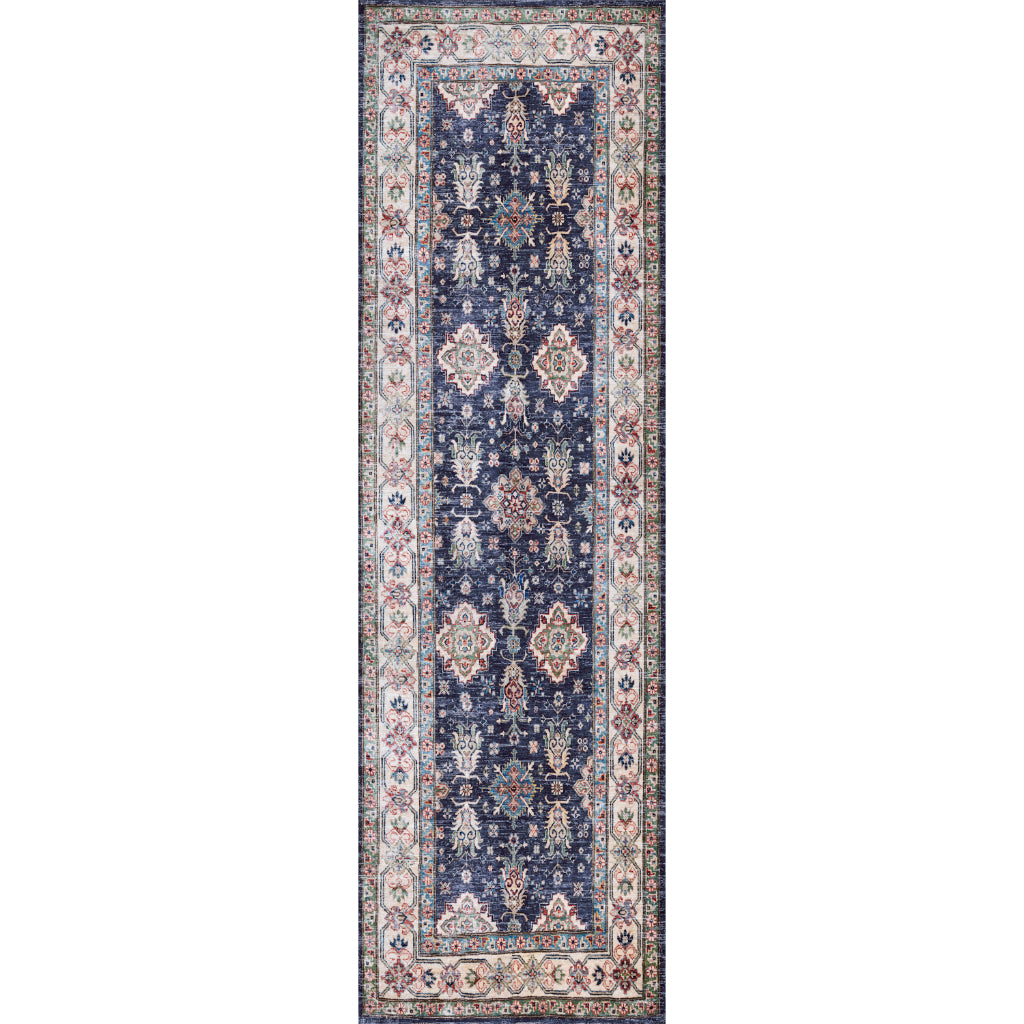 Nourison Home Fulton FUL01 Multicolor Indoor Runner - Vintage Style Flatweave Low Pile Runner with Shades of Blue
