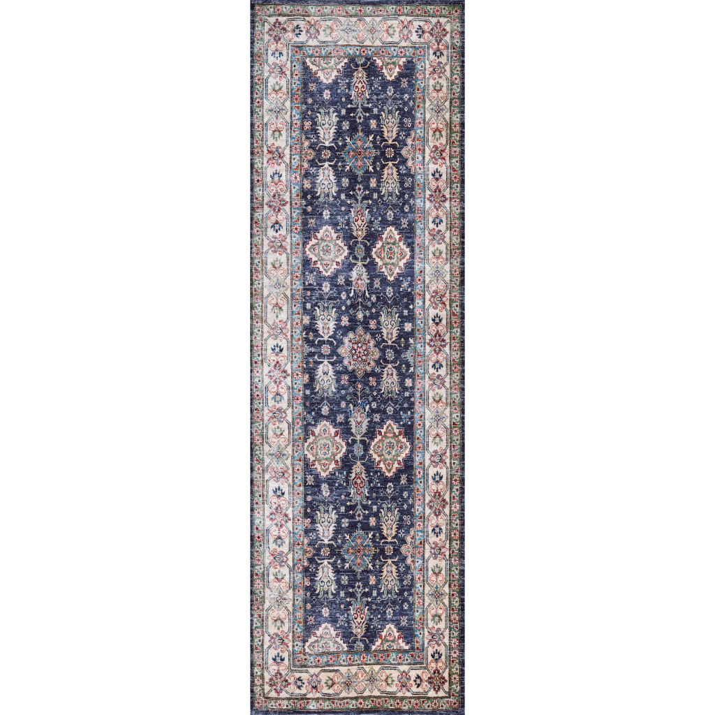 Nourison Home Fulton FUL01 Multicolor Indoor Runner - Vintage Style Flatweave Low Pile Runner with Shades of Blue-