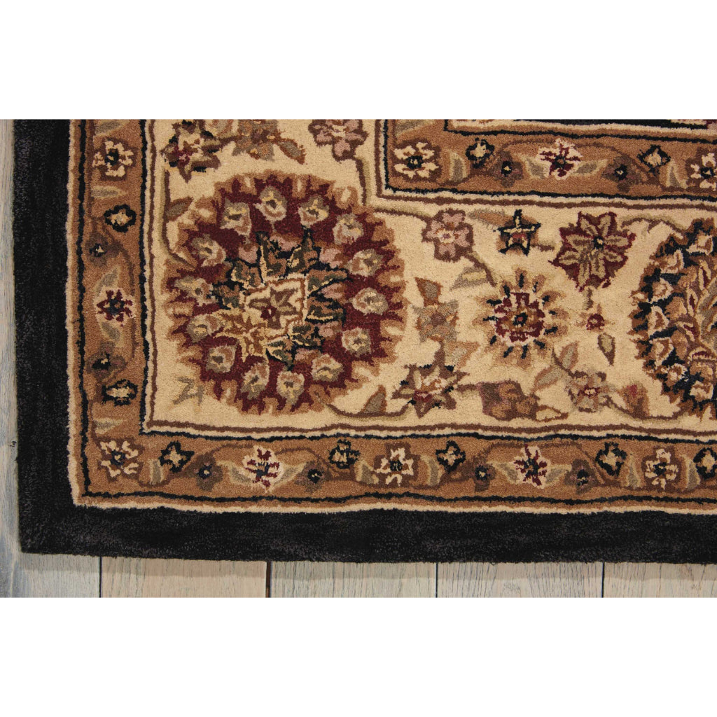 Nourison Home Nourison 2000 Multicolor 2204 Indoor Rectangle Area Rug - Opulent Wool &amp; Silk Floral Rug with Black Background