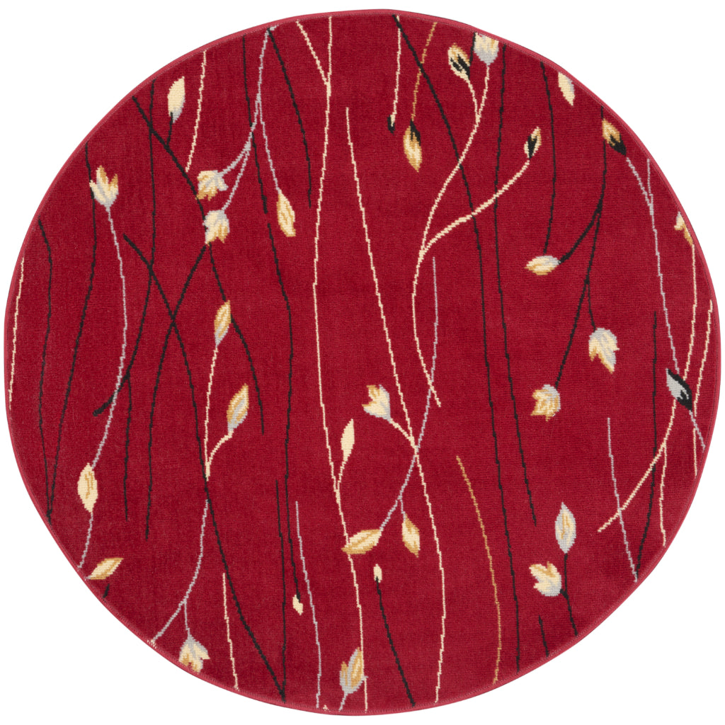 Nourison Home Grafix GRF15 Red Indoor Round Area Rug - Power Loomed Medium Pile Rug with Floral Design