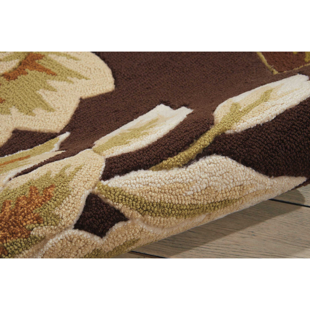 Nourison Home Fantasy FA11 Multicolor Indoor Rectangle Area Rug - Hand Hooked Low Pile Floral Rug with Brown Background