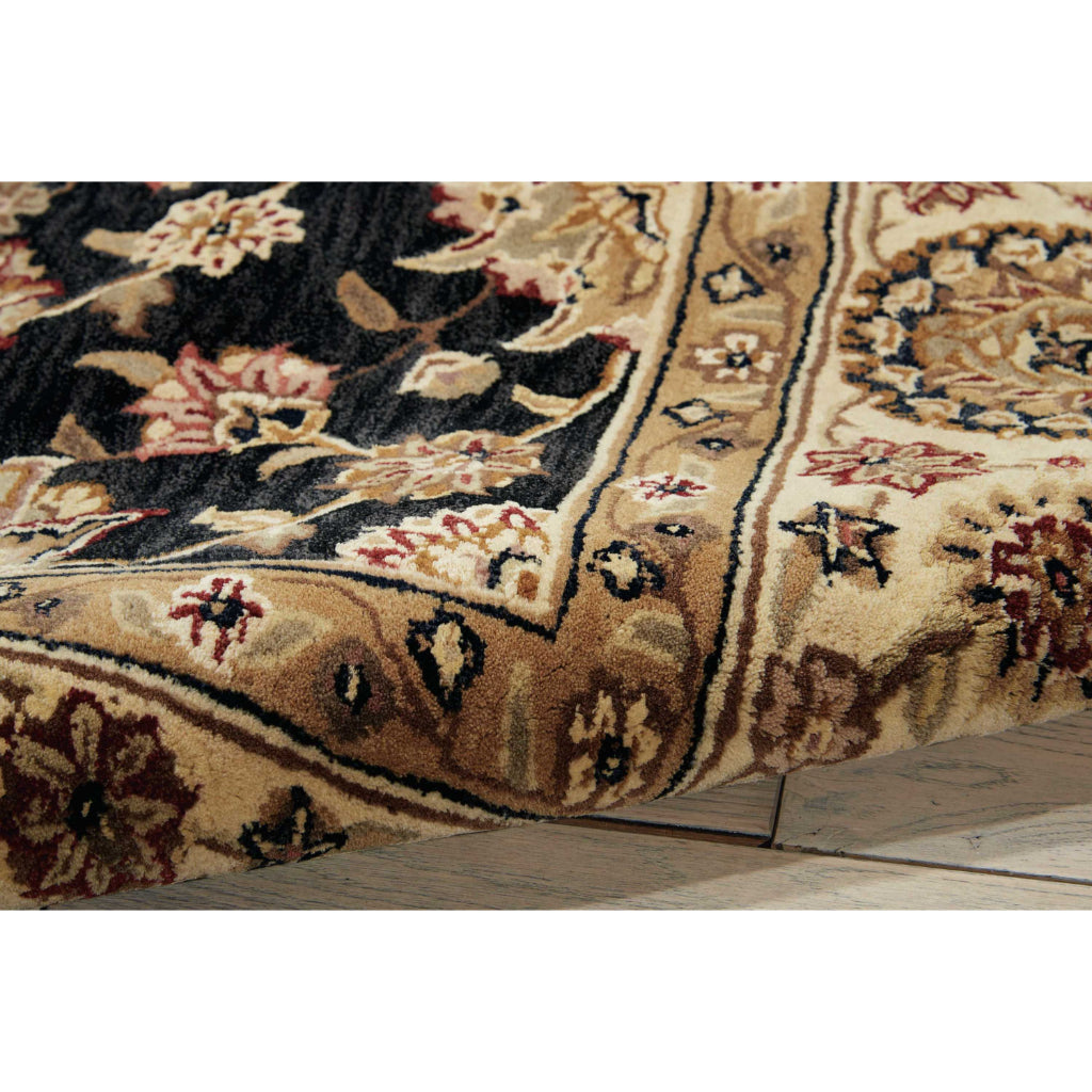 Nourison Home Nourison 2000 Multicolor 2204 Indoor Rectangle Area Rug - Opulent Wool &amp; Silk Floral Rug with Black Background