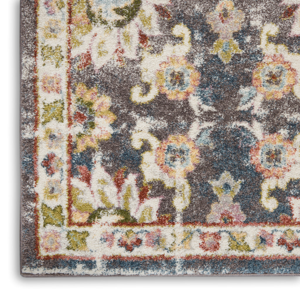 Nourison Home Juniper JPR02 Multicolor Rectangle Indoor Area Rug - Medium Pile Rug with Vintage-Inspired Faded Floral Design