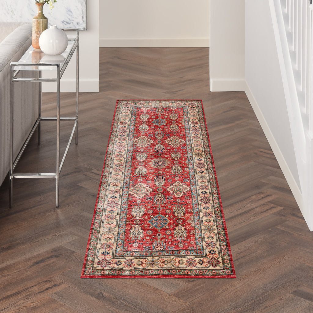 Nourison Home Fulton FUL01 Multicolor Indoor Runner - Vintage Style Flatweave Low Pile Hallway Runner with Shades of Red-