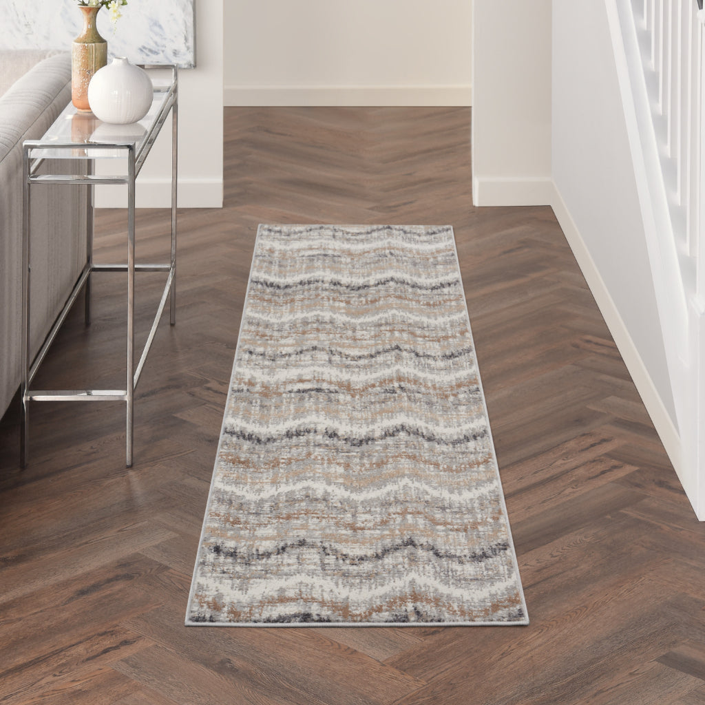 Nourison Home Elation ETN04 Multicolor Indoor Runner - Power Loomed Low Pile Hallway Runner with Chevron Pattern